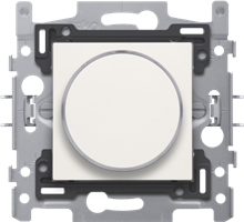 Niko Original White, Drukknop 6 A met amberkleurige led, sokkel, schroefklemmen en afwerkingsset met doorschijnende ring