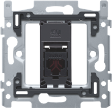 Niko, 1 RJ11-aansluiting UTP, vlakke uitvoering, incl. inbouwraam 60 x 71 mm met schroefbevestiging