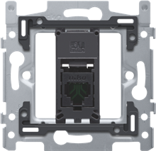 Niko, RJ45-aansluiting UTP cat. 5E, vlakke uitvoering, incl. inbouwraam 60 x 71 mm metschroefbevestiging