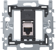Niko, 1 RJ45-aansluiting STP cat. 6, vlakke uitvoering, incl. inbouwraam 60 x 71 mm met klauwbevestiging