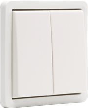 Spuitwaterdichte (hydro), niet-verlichtbare dubbele drukknop 10 A/250 Vac met 2 N.O.- of N.G.-contacten, exclusief opbouwdoos, white
