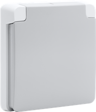 Niko, Aanpaskader met deksel voor 45x45mm-functies in spuitwaterdichte opbouwdozen.