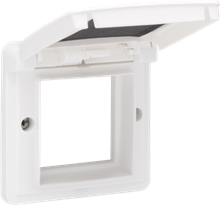Aanpaskader met deksel voor 45x45mm-functies in spuitwaterdichte opbouwdozen.