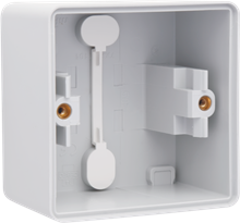 Niko, Hydro, opbouwdoos met twee enkelvoudige soepele ingangen voor het inbouwen van één functie Niko, Hydro, opbouwdoos met twee enkelvoudige soepele ingangen voor het inbouwen van één functie