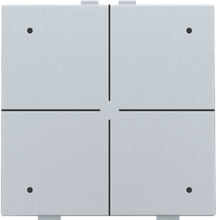 Viervoudige drukknop met leds en comfortsensoren voor Niko Home Control, sterling coated