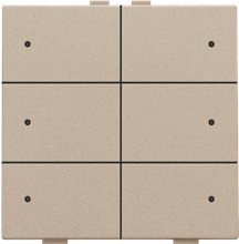 Zesvoudige drukknop met leds en comfortsensoren voor Niko Home Control, champagne coated