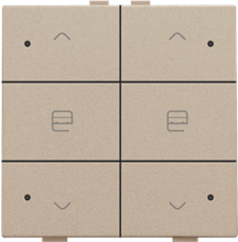 Dubbele motorsturingsbediening met led voor Niko Home Control, champagne coated