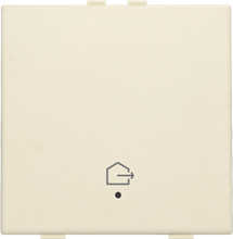 Enkelvoudige drukknop met led en comfortsensoren voor Niko Home Control, symbool 'woning verlaten', cream