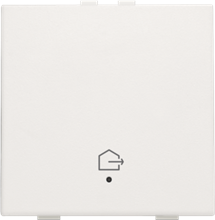 Enkelvoudige drukknop met led en comfortsensoren voor Niko Home Control, symbool 'woning verlaten', white