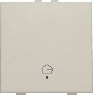 Enkelvoudige drukknop met led en comfortsensoren voor Niko Home Control, symbool 'woning verlaten', light grey