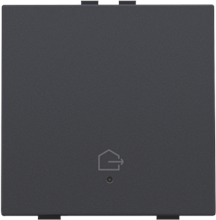 Enkelvoudige drukknop met led en comfortsensoren voor Niko Home Control, symbool 'woning verlaten', anthracite coated