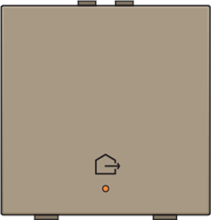 Enkelvoudige drukknop met led en comfortsensoren voor Niko Home Control, symbool 'woning verlaten', bronze coated