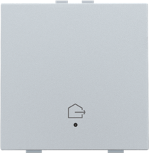 Enkelvoudige drukknop met led en comfortsensoren voor Niko Home Control, symbool 'woning verlaten', sterling coated