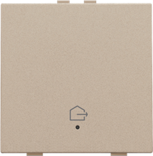 Enkelvoudige drukknop met led en comfortsensoren voor Niko Home Control, symbool 'woning verlaten', champagne coated