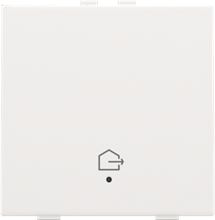 Enkelvoudige drukknop met led en comfortsensoren voor Niko Home Control, symbool 'woning verlaten', white coated