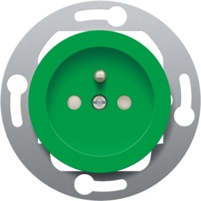 Gekleurd stopcontact met penaarde en kinderveiligheid voor vloerdozen, inbouwdiepte 28,5 mm, insteekklemmen, green