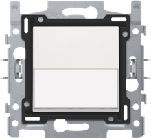 Drukknop N.O. met 3 aansluitklemmen, sokkel, insteekklemmen en afwerkingsset met tekstveld white