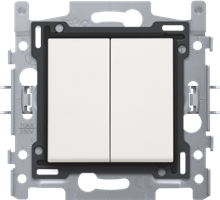 Niko, Dubbele drukknop, sokkel, insteekklemmen en afwerkingsset Original White
