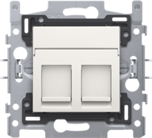 Niko, 2 RJ45-aansluitingen STP cat. 6A, vlakke uitvoering, sokkel 60x71 klauw en afwerkingsset white