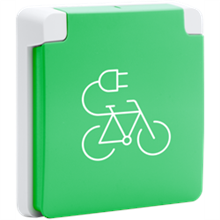 Niko Hydro, spuitwaterdicht fietsoplaadpunt 16 A/250 Vac met penaarde, kinderveiligheid en met insteekklemmen, exclusief opbouwdoos, grey