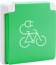 Niko Hydro, spuitwaterdicht fietsoplaadpunt 16 A/250 Vac met penaarde, kinderveiligheid en met schroefklemmen, exclusief opbouwdoos, grey