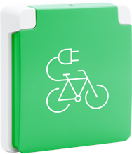 Spuitwaterdicht (hydro) fietsoplaadpunt 16 A/250 Vac met penaarde, kinderveiligheid en met schroefklemmen, exclusief opbouwdoos, white