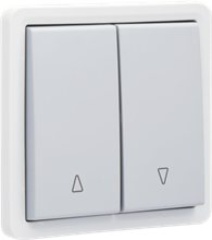Niko, Hydro, opbouwrolluikdrukknop 10 A/250 Vac, mechanisch vergrendeld en elektrisch gescheiden, exclusief opbouwdoos, met insteekklemmen