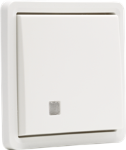 Spuitwaterdichte (hydro), verlichtbare drukknop 10 A/250 Vac met doorschijnend venster en een N.O.- of N.G.-contact, exclusief opbouwdoos, met insteekklemmen, white