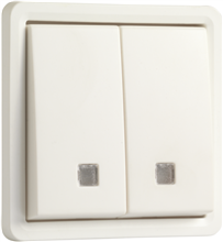 Niko Hydro, spuitwaterdicht, verlichtbare dubbele drukknop 10 A/250 Vac met 2 N.O.- of N.G.-contacten, exclusief opbouwdoos, met insteekklemmen, white