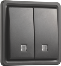 Niko Hydro, spuitwaterdicht, verlichtbare dubbele drukknop 10 A/250 Vac met 2 N.O.- of N.G.-contacten, exclusief opbouwdoos, met insteekklemmen, black