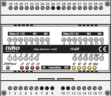 Niko Toegangscontrole - modulaire switcher voor het sturen van het videosignaal van 4 buitenposten of externe camera's naar 1 uitgang