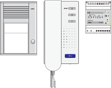 Niko Toegangscontrole - Audiokit met opbouwbuitenpost met één beldrukknop, voeding en binnenpost met hoorn, voorgeprogrammeerd