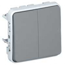 Legrand - Plexo dubb. drukknop 10a 250v samenstelbaar grijs