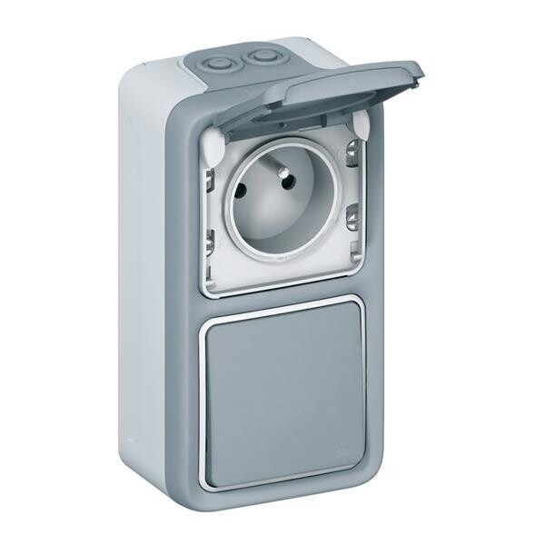 Legrand - Plexo wissel +ctdoos 2P+A vert DIY grijs volledig apparaat