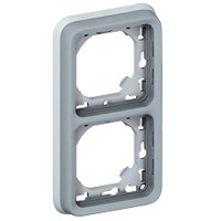 Legrand - PLEXO HOUDER + AFDEKPL. 2 MECH. VERT. MET SCHR. GRIJS