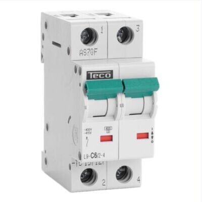 TECO - Automaat TC 2P 6A 4,5kA Curve C