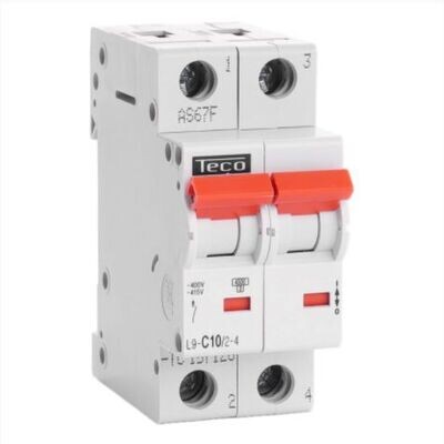 TECO - Automaat TC 2P 10A 4,5kA Curve C