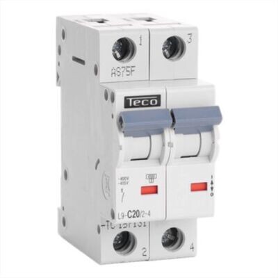 TECO - Automaat TC 2P 20A 4,5kA Curve C