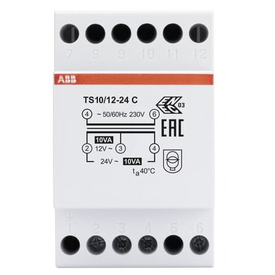 ABB Veiligheidstransformator 12-24V 10 VA 3 modules ABB Veiligheidstransformator 12-24V 10 VA 3 modules