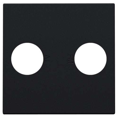 Niko Pure Black Steel, afwerking voor 2 enkelvoudige coaxaansluitingen voor tv en FM Telenet Interkabel