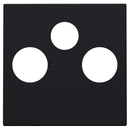 Afwerkingsset voor 2 enkelvoudige coaxaansluitingen voor tv en FM en een satellietaansluiting, black coated