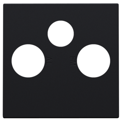 Afwerkingsset voor 2 enkelvoudige coaxaansluitingen voor tv en FM en een satellietaansluiting, black coated