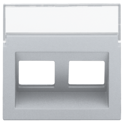 Centraalplaat data 2x RJ schuine uitgang, sterling coated