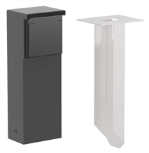 Niko - Spuitwaterdichte tuinpaal met enkelvoudig stopcontact, penaarde en grondpin, black