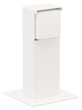 Niko - Spuitwaterdichte tuinpaal met enkelvoudig stopcontact, penaarde en grondplaat, white