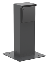 Niko - Spuitwaterdichte tuinpaal met enkelvoudig stopcontact, penaarde en grondplaat, black