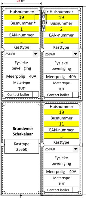 Tellerverzameling 3 X meerpolig + brandweerschakelaar Tellerverzameling 3 X meerpolig + brandweerschakelaar