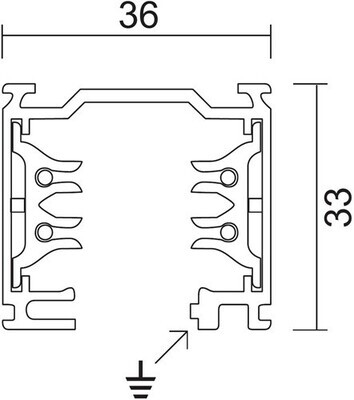 3-Fase Rail 1M Vierkant Zwart 230V/440V 16A