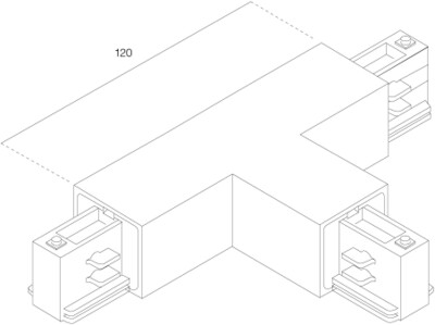 3-Fase Rail T-Koppelstuk Grijs Links