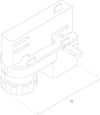 3-Fase Rail Universele Adapter 70mm Zwart